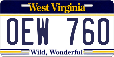 WV license plate OEW760