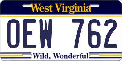 WV license plate OEW762