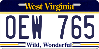 WV license plate OEW765