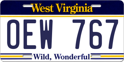 WV license plate OEW767