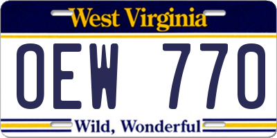 WV license plate OEW770