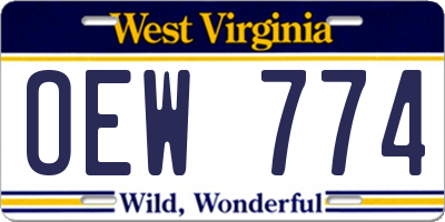 WV license plate OEW774