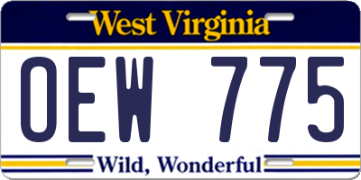 WV license plate OEW775