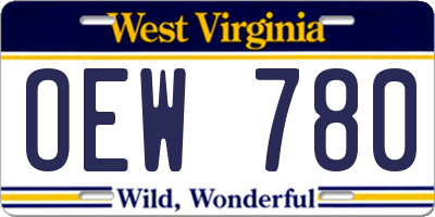 WV license plate OEW780
