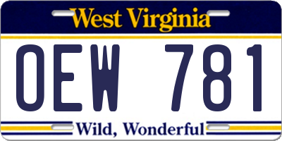 WV license plate OEW781