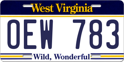 WV license plate OEW783