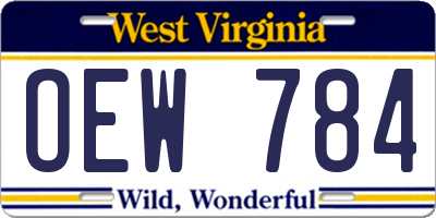 WV license plate OEW784