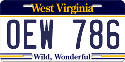 WV license plate OEW786