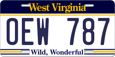 WV license plate OEW787