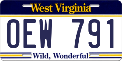 WV license plate OEW791