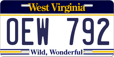 WV license plate OEW792