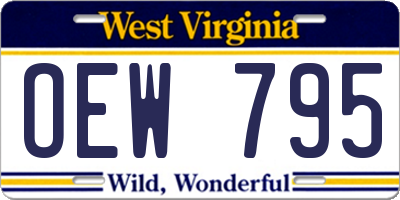 WV license plate OEW795