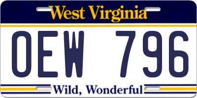 WV license plate OEW796