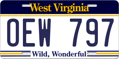 WV license plate OEW797