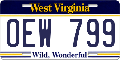 WV license plate OEW799