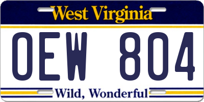 WV license plate OEW804