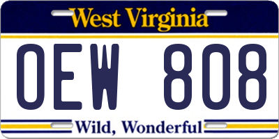 WV license plate OEW808
