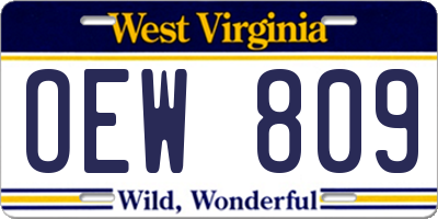 WV license plate OEW809