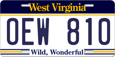WV license plate OEW810