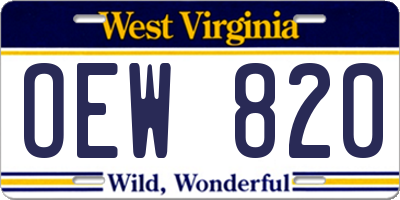 WV license plate OEW820