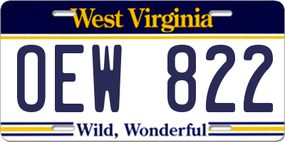 WV license plate OEW822