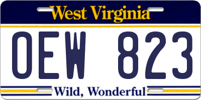 WV license plate OEW823