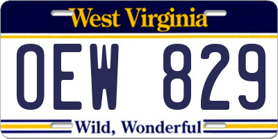 WV license plate OEW829