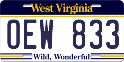 WV license plate OEW833