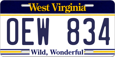 WV license plate OEW834
