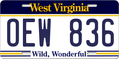 WV license plate OEW836