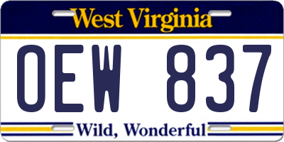 WV license plate OEW837