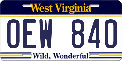 WV license plate OEW840