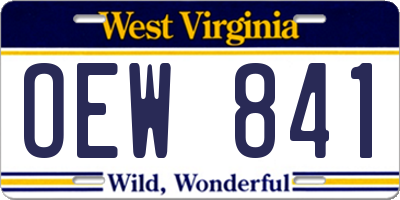 WV license plate OEW841