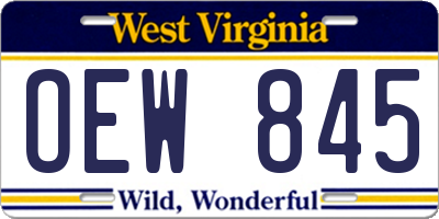 WV license plate OEW845