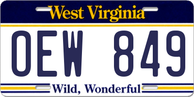 WV license plate OEW849