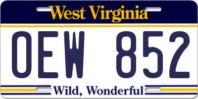 WV license plate OEW852