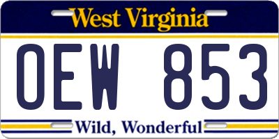 WV license plate OEW853