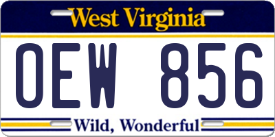 WV license plate OEW856