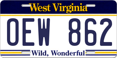 WV license plate OEW862