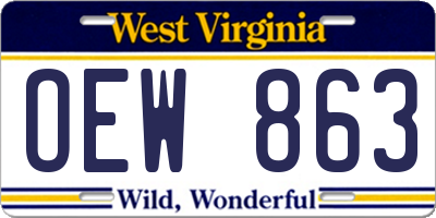 WV license plate OEW863