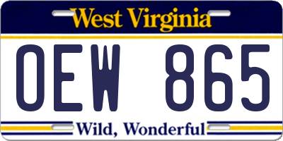 WV license plate OEW865