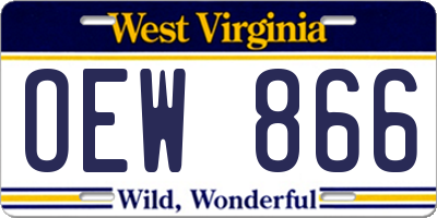 WV license plate OEW866