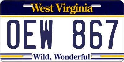WV license plate OEW867