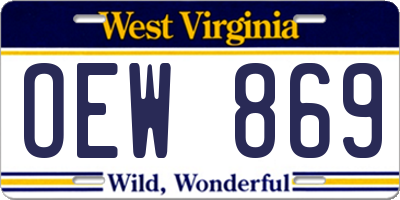 WV license plate OEW869