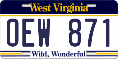 WV license plate OEW871