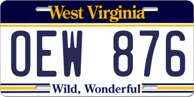 WV license plate OEW876
