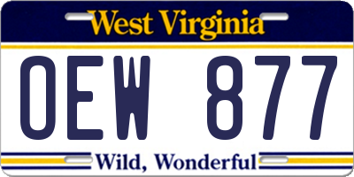 WV license plate OEW877