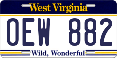 WV license plate OEW882