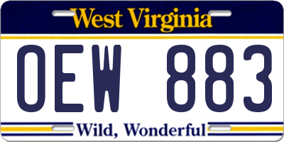 WV license plate OEW883