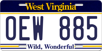 WV license plate OEW885